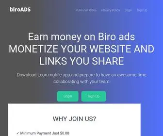 Biroads.com(Best URL Shortener Websites to Make Money Online) Screenshot