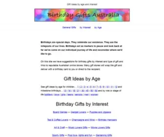 Birthdaygifts.com.au(Gift Ideas by age and interest) Screenshot