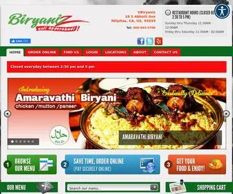 Biryanizus.com(Biryaniz Milpitas located at) Screenshot