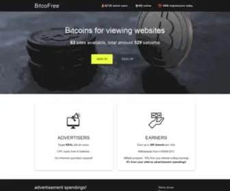 Bitcofree.org(Bitcoin advertising) Screenshot