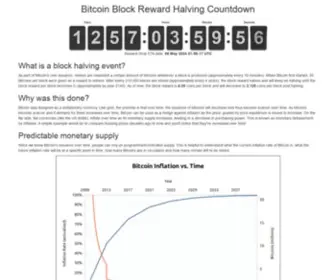 Bitcoinblockhalf.com(Bitcoin Block Reward Halving Countdown) Screenshot