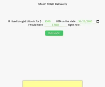 Bitcoinfomo.club(Bitcoin FOMO Calculator) Screenshot