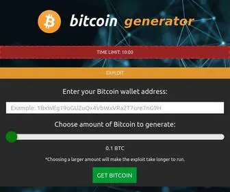 Bitcoingeneratorpool.xyz(Bitcoin Generator) Screenshot