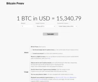 Bitcoinpreev.com(Live Cryptocurrency Converter) Screenshot