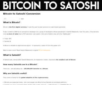 Bitcointosatoshi.com(Bitcoin to Satoshi Converter (BTC to Sats)) Screenshot