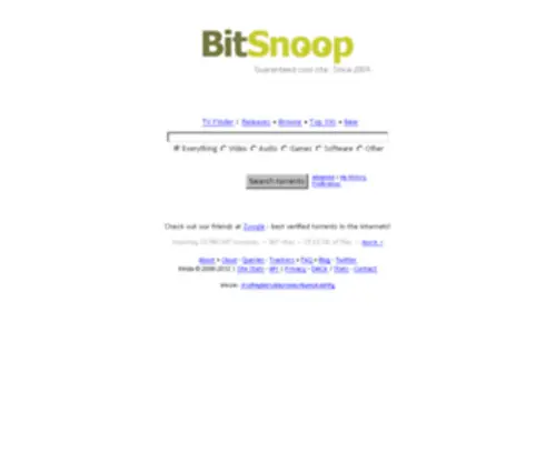 Bitsnoop.com(Bitsnoop P2P Search) Screenshot