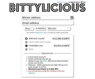 Bittylicious.com(Buy Bitcoins Quickly in The Netherlands) Screenshot