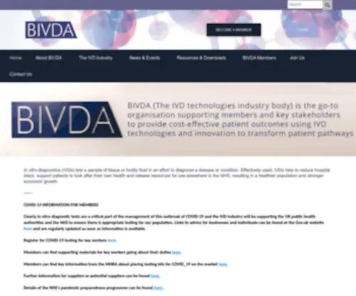 Bivda.co.uk(The British In Vitro Diagnostic Association) Screenshot