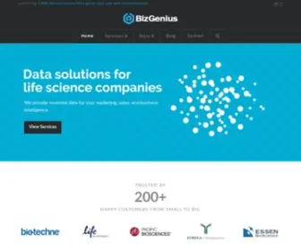 Biz-Genius.com(Data solutions for life science companies) Screenshot