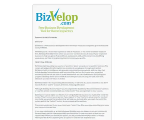 Bizvelop.com(Inspection Business Development) Screenshot