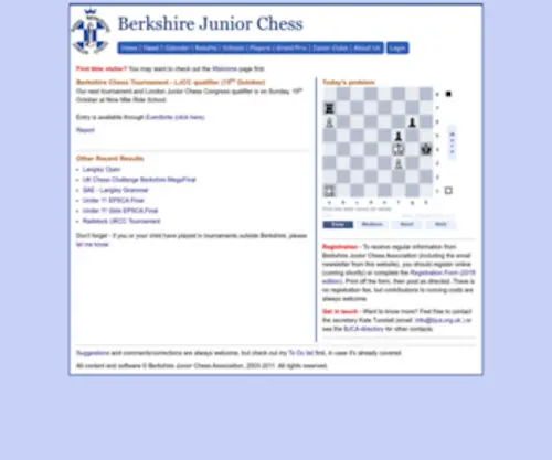 Bjca.org.uk(Berkshire Junior Chess Association) Screenshot