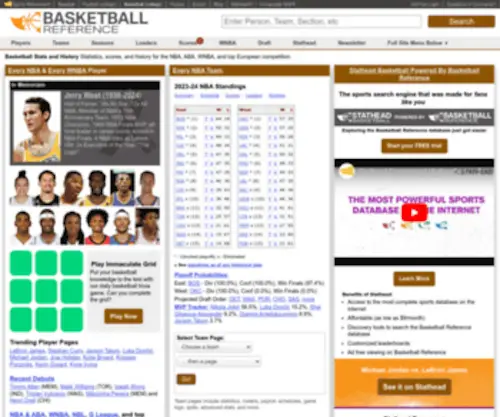 Bkref.com(Basketball Statistics & History of Every Team & NBA and WNBA Players) Screenshot