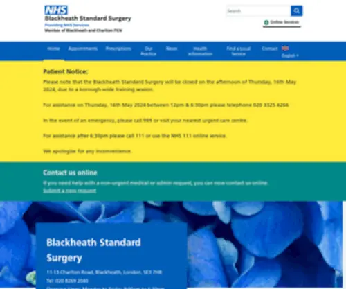 Blackheathstandardsurgery.com(Blackheath Standard Surgery GreenwichCharlton Road) Screenshot
