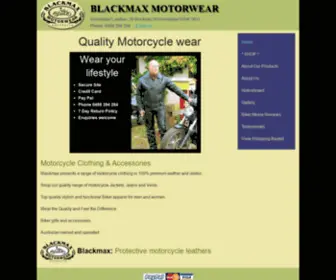 Blackmax.com.au(Black Max Motorwear) Screenshot