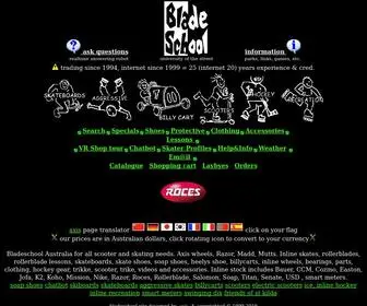 Bladeschool.com.au(Bladeschool Skate shop Inline skates Ice skates Rollerblades Scooters Skateboards and Billycarts Melbourne) Screenshot