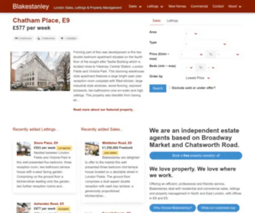 Blakestanley.co.uk(Independent Estate Agents in Hackney & Clapton) Screenshot