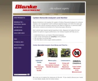 Blankeindustries.com(Carbon Monoxide Analyzers and Monitor) Screenshot