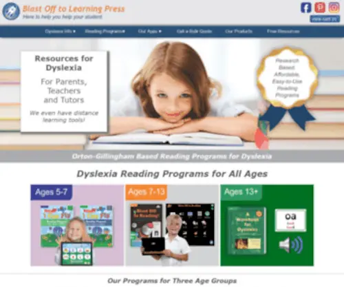 Blastofftolearning.com(Reading Programs for Dyslexia with Fun Interactive Phonics Tools) Screenshot