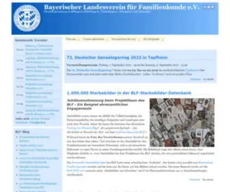 BLF-Online.de(Bayerischer Landesverein fuer Familienkunde e.V) Screenshot