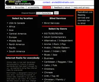 Blindradio.com(BlindRadio Blind Radio for Blind Internet Radio for Blind and visually impaired live free online directory with WAI accessibility) Screenshot