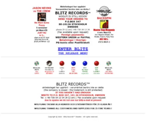 Blitz.se(BLITZ RECORDS SWEDEN) Screenshot