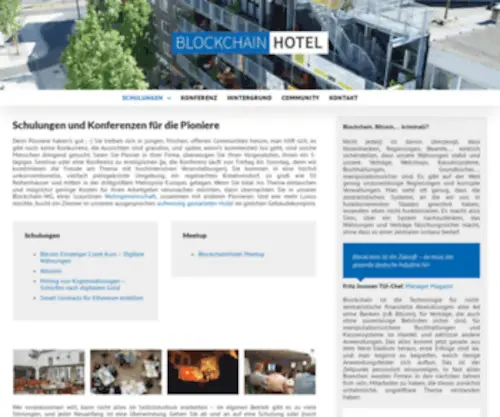 Blockchainhotel.de(Schulungen und Konferenzen für die Pioniere) Screenshot
