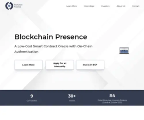 Blockchainpresence.net(Our solution) Screenshot