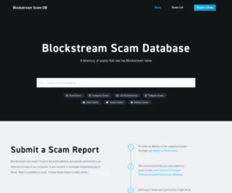 Blockstreamscamdb.com(Blockstream Scam Database) Screenshot