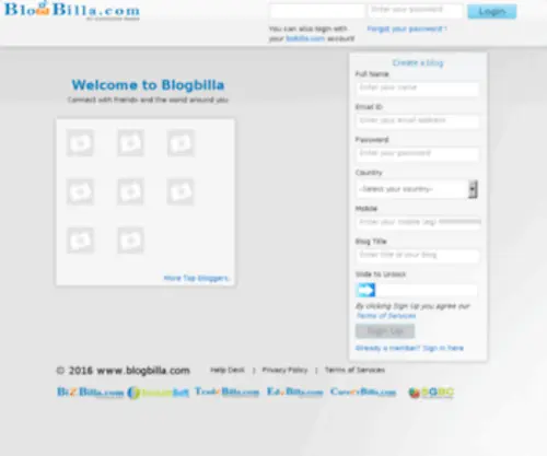 Blogbilla.com(User key) Screenshot
