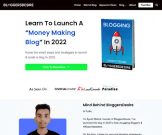 Bloggersdesire.com(Get Blogging Content that really) Screenshot