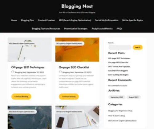 Bloggingnest.com(Home) Screenshot
