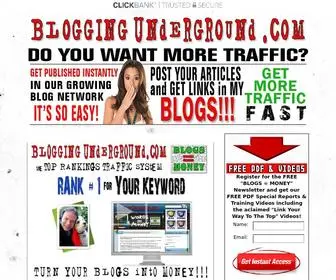 Bloggingunderground.com(Blogging Underground Targeted Traffic System for Web Publishers) Screenshot