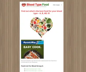 Bloodtypefood.com(A list of highly recommended food for your blood group. Find out what) Screenshot