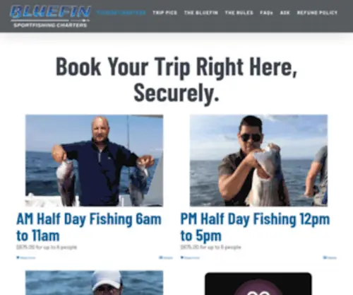 Bluefincharters.com(CT Fishing Trips) Screenshot