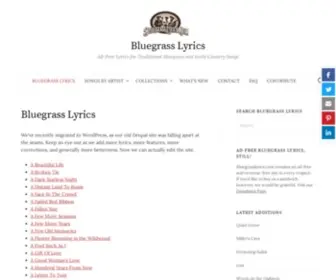 Bluegrasslyrics.com(Ad-Free Lyrics for Traditional Bluegrass and Early Country Songs) Screenshot