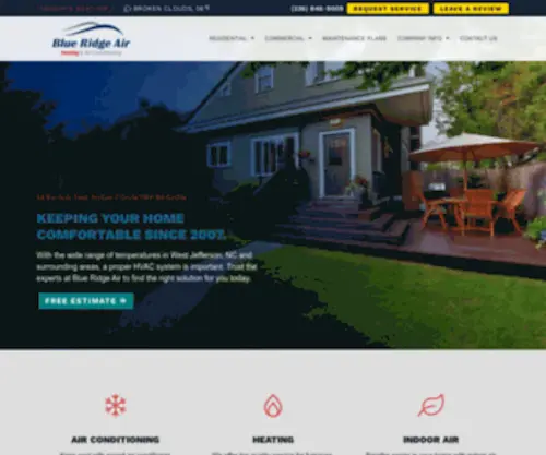 Blueridgeairnc.com(Blue Ridge Air) Screenshot