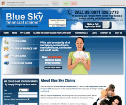Blueskyclaims.co.uk(PPI-Claim-Reclaim-Refund-Blue Sky Claims) Screenshot