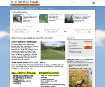 Blueskyparealestate.com(Western PA Prime Real Estate) Screenshot