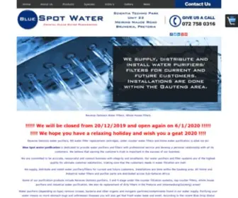 Bluespotwater.co.za(Affordable water purifiers and filters for home and Industrial plants) Screenshot