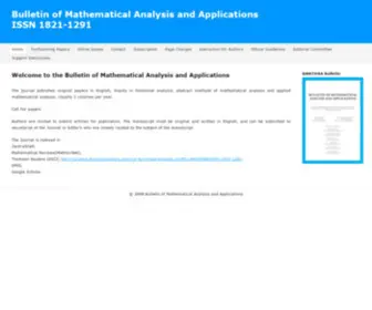 Bmathaa.org(Bulletin of Mathematical Analysis and Applications) Screenshot