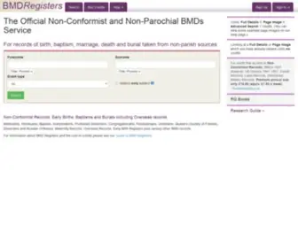 BMdregisters.co.uk(Non Conformist BMD Register Search) Screenshot