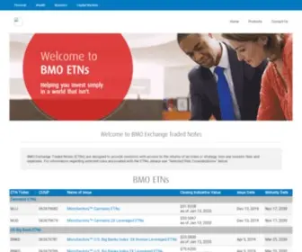 Bmoetns.com(BMO ETNs) Screenshot