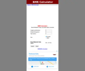 BMrcalculator.com.au(BMR Calculator Metric Australia) Screenshot