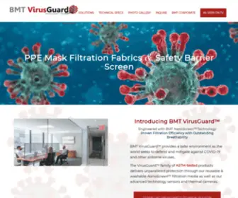 BMtvirusguard.com(PPE Mask Filtration Fabrics & Safety Barrier Screen) Screenshot