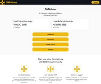 BNbmines.com(Stake BNB & Earn up to 4% Daily with New Yield Farm on Binance Smart Chain (BSC)) Screenshot