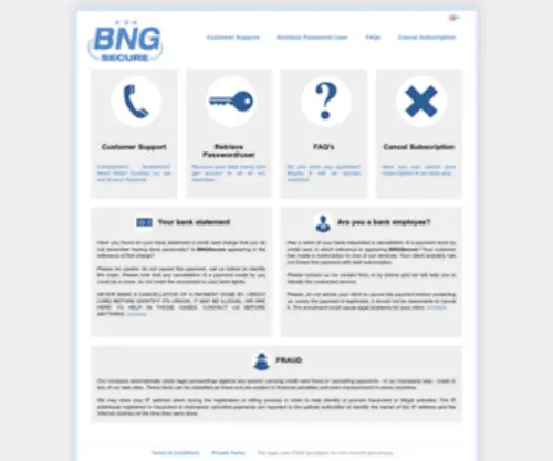 BNgsecure.com(Customer Support) Screenshot