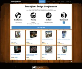 Boardgamizer.com(Board Game Design Idea Generator) Screenshot