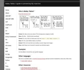 Bobby-Tables.com(A guide to preventing SQL injection) Screenshot