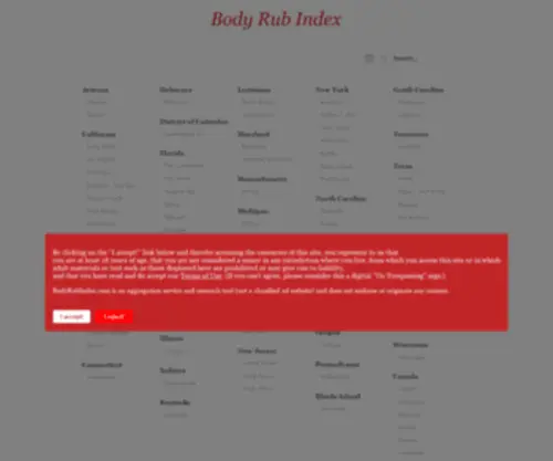 Bodyrubindex.com(Body Rub Index) Screenshot