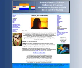 Boereafrikana.com(Boere Afrikana Erfenis en Geskiedkundige gedenkwaardighede) Screenshot